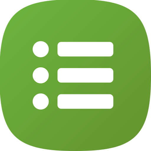 Green background with a checklist icon featuring three white circles each next to a blank white rectangle.