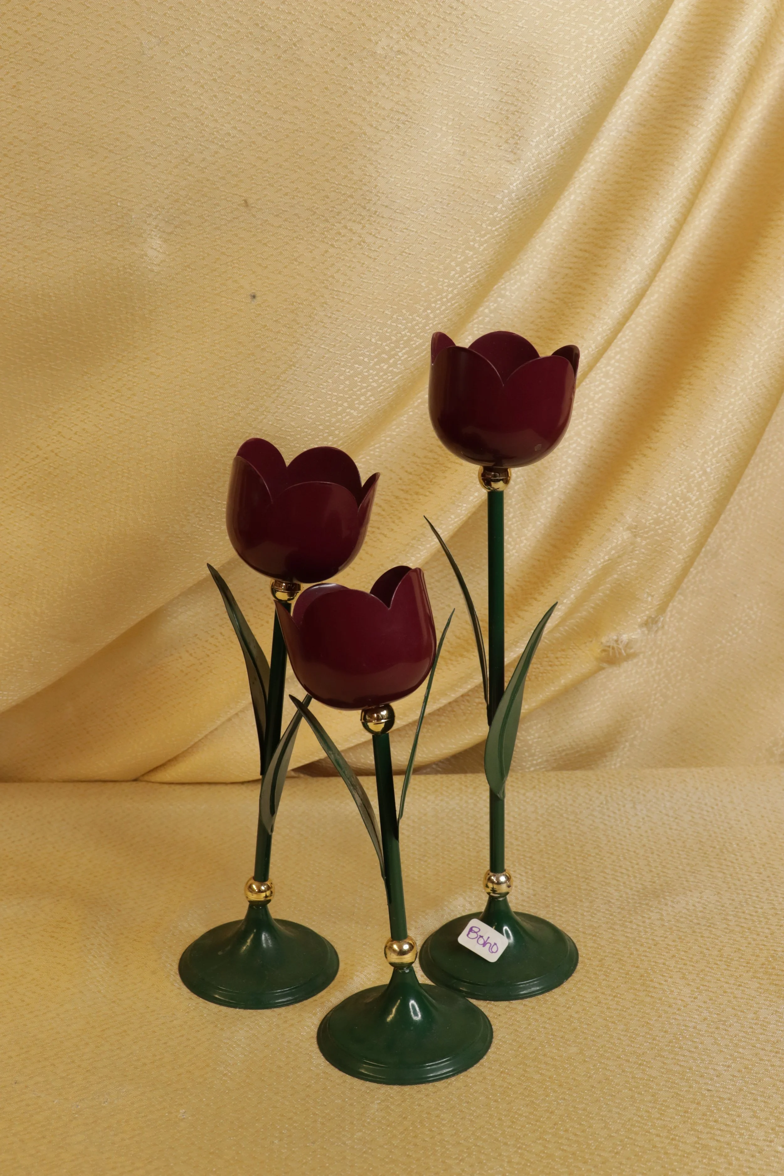 Set of 3 Metal Tulip Candle Holders