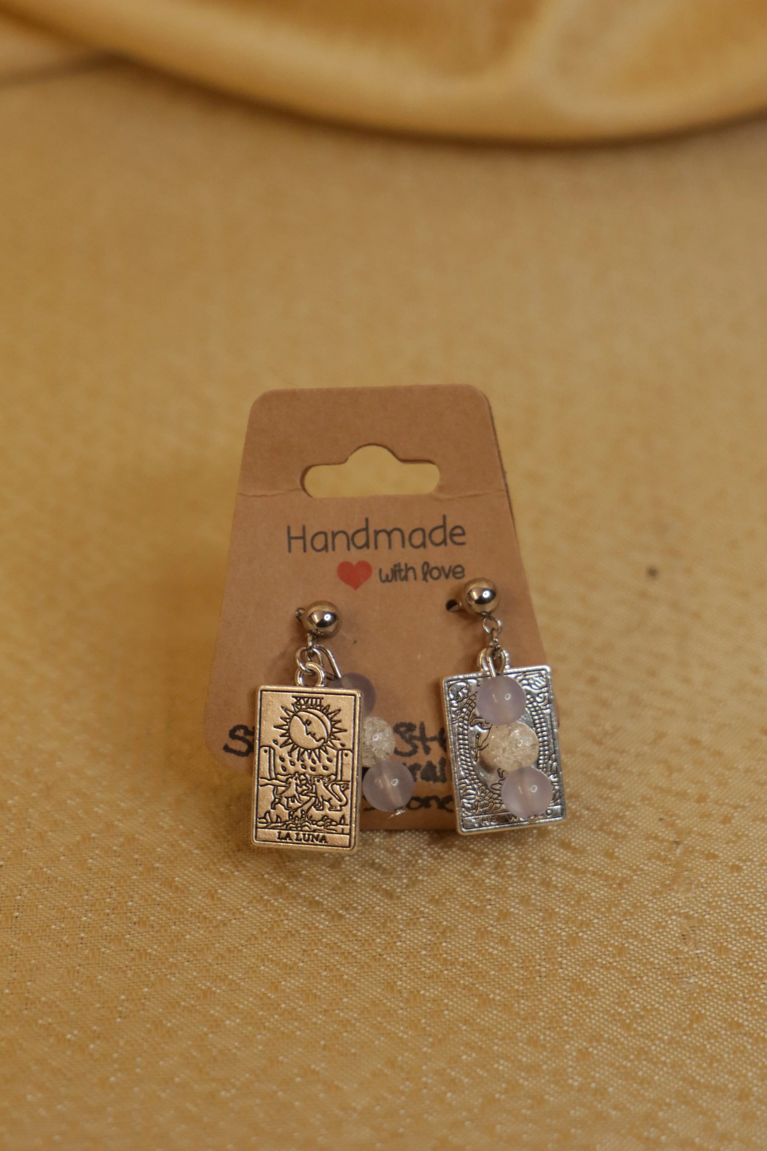 La Luna/The World Stainless Steel Studs with Natural Stones