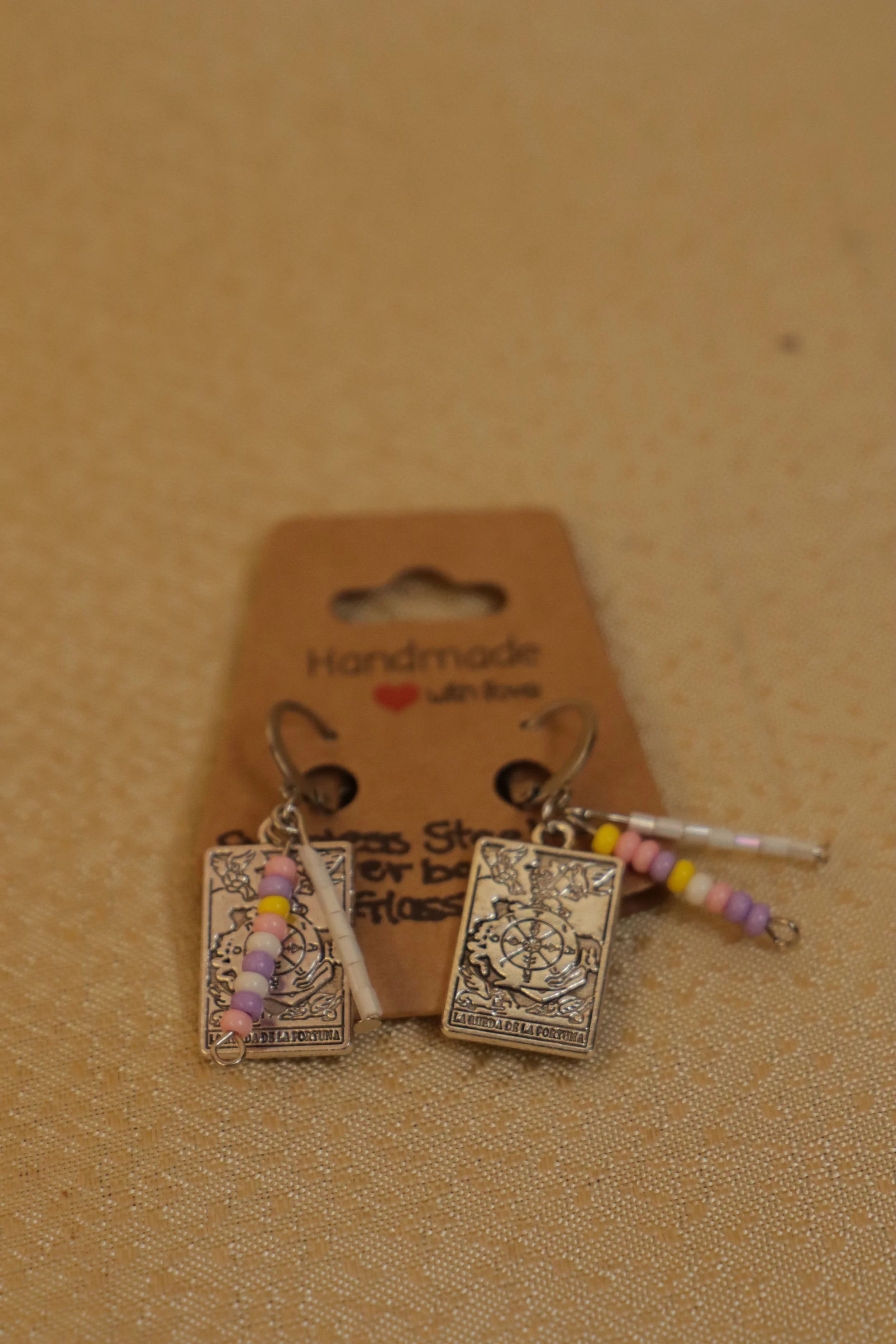 Wheel of Fortune Lever Back Earrings with Glass Beads