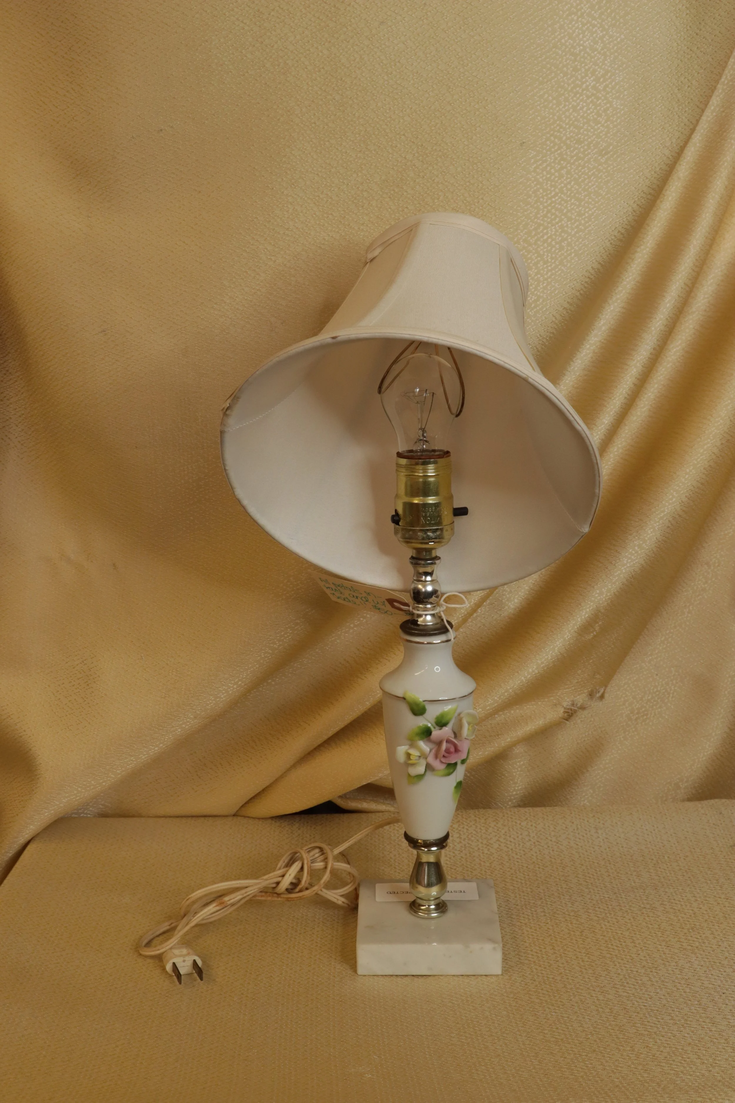 Vintage Boudoir Table Lamp with Marble Base (made in Japan)