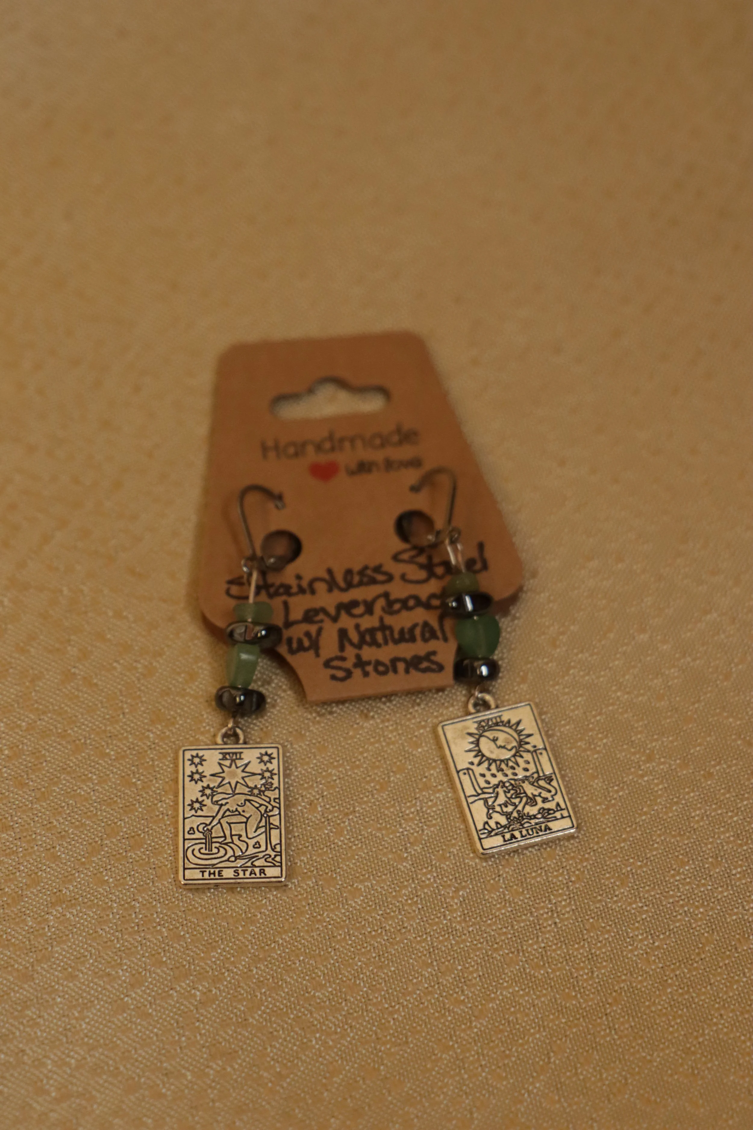 La Luna/ The Star Natural Stone Lever Back Earrings