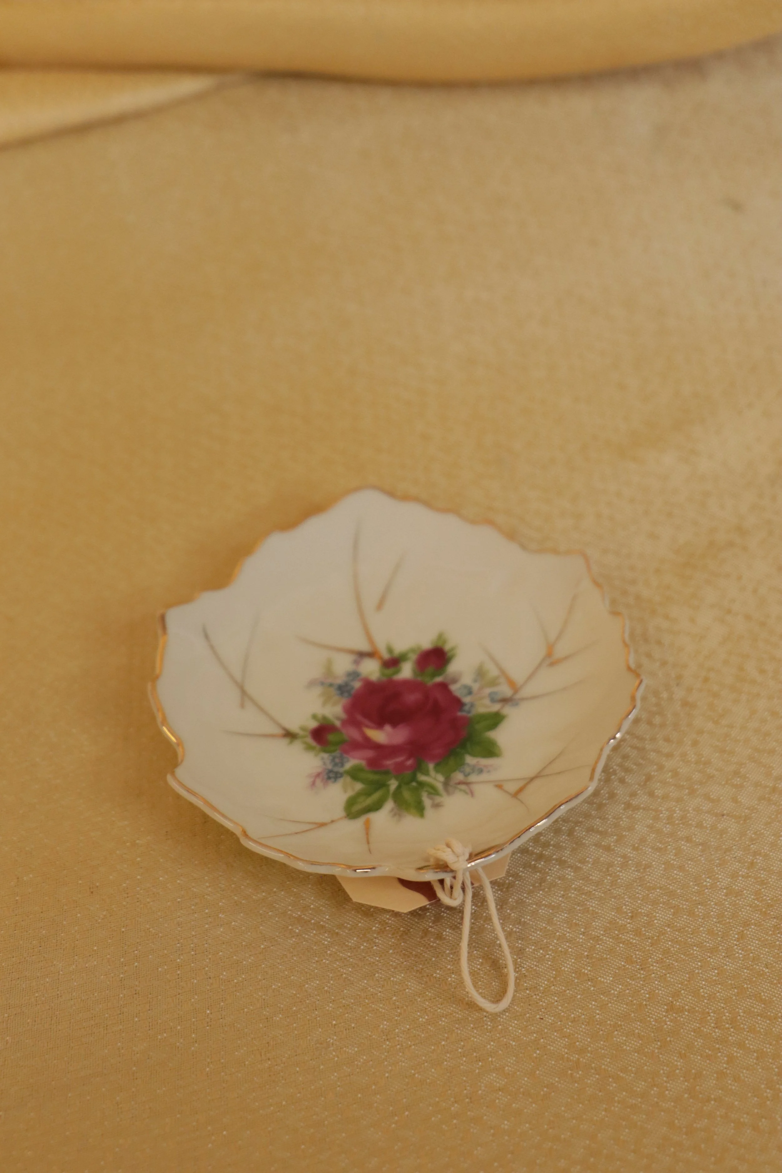 Leaf Shaped Trinket Dish with Roses