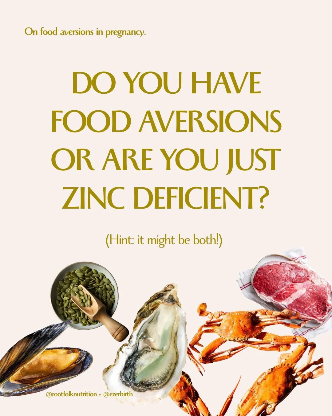 Food aversions can be very common in pregnancy, but aversions that become persistent or seriously limit your ability to nourish yourself are where we typically like to dig a little deeper! 

You might experience the symptoms of zinc deficiency during