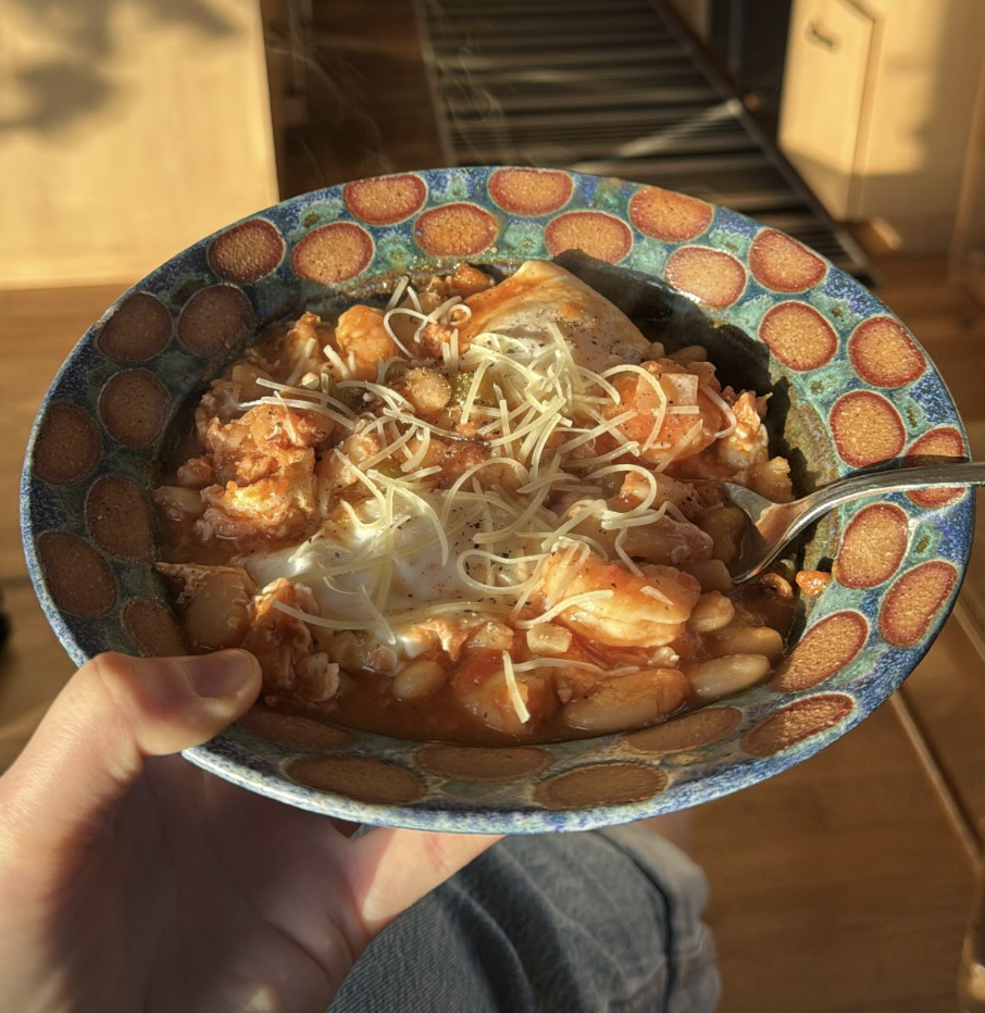 Bowl of homemade clam pasta