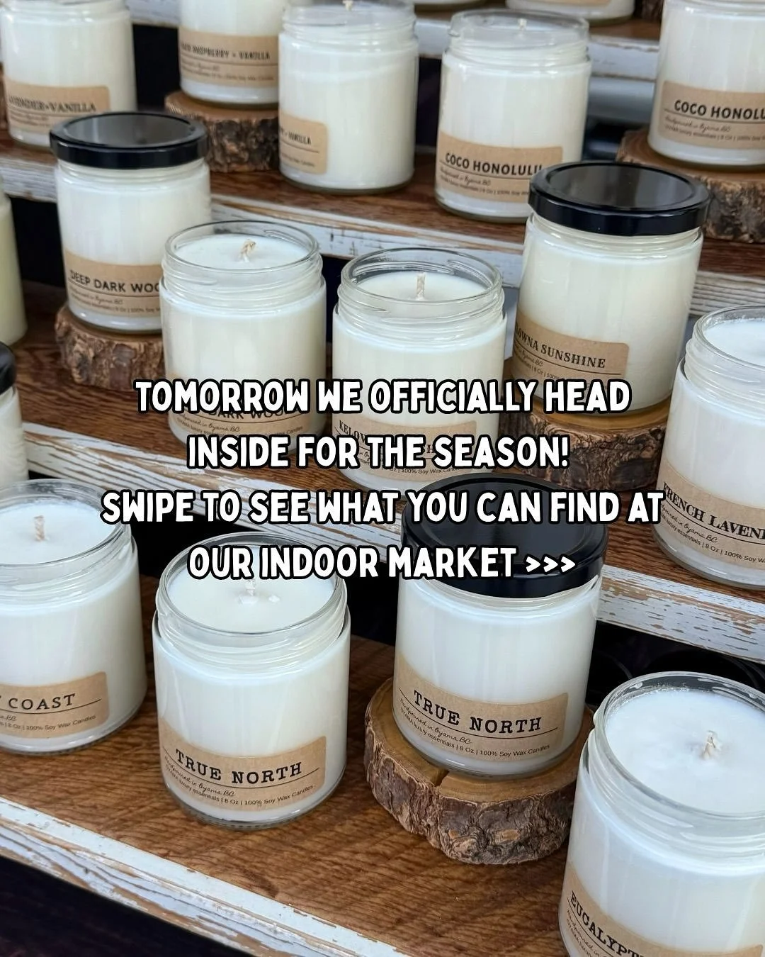 We&rsquo;re officially heading indoors for the season starting tomorrow, November 1! Come find us at Parkinson Rec Centre from 9-1. 

Swipe to see the goodies you can find at our indoor markets 👉

#kelownafarmersmarket #kelownafarmersandcraftersmark