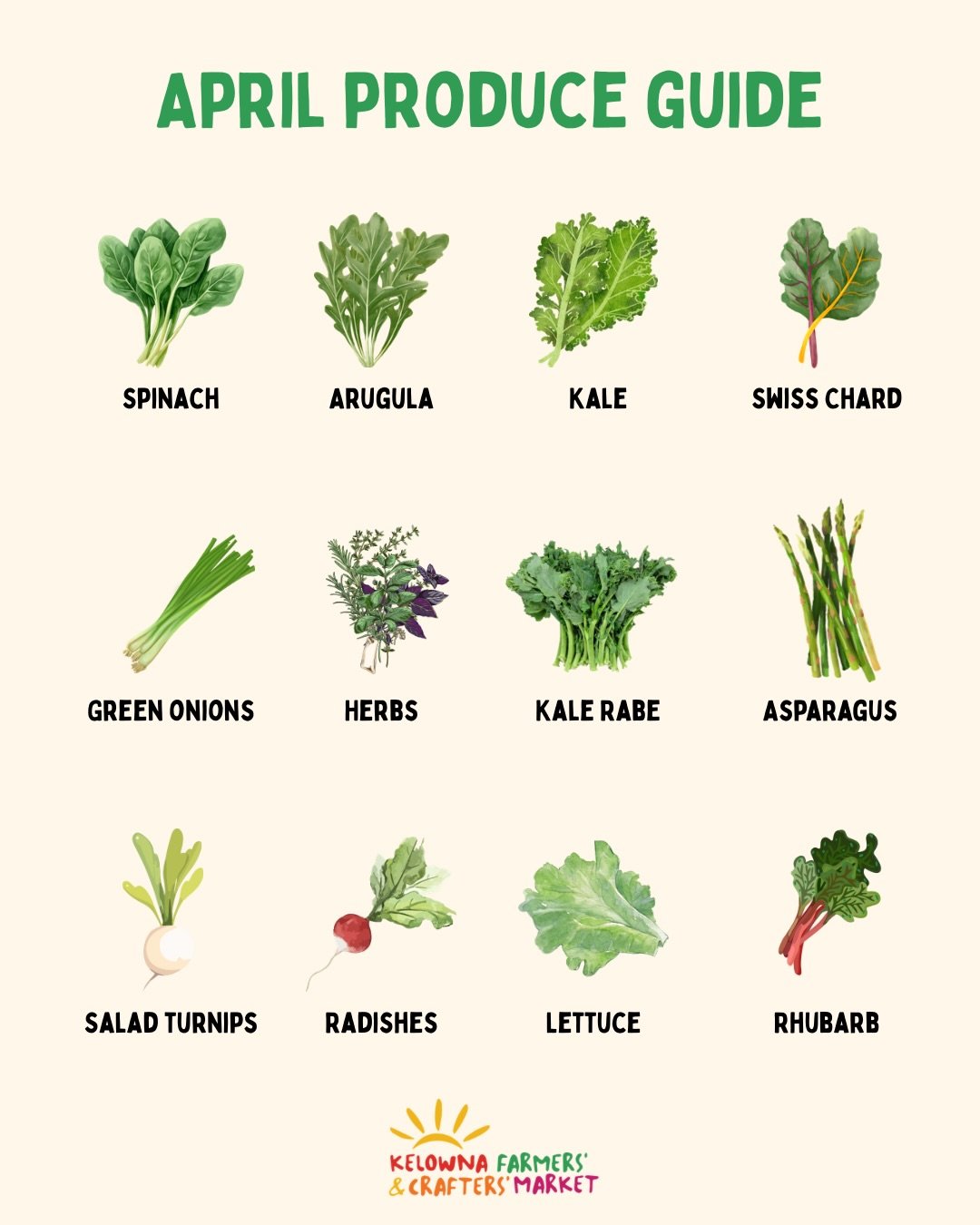 🌱 April at the market means fresh greens, early harvests, and the first real signs of spring.

If you&rsquo;re not sure what to look for, this is your guide.

Save this and use it as your April market cheat sheet before your next shop.

#inseason #k
