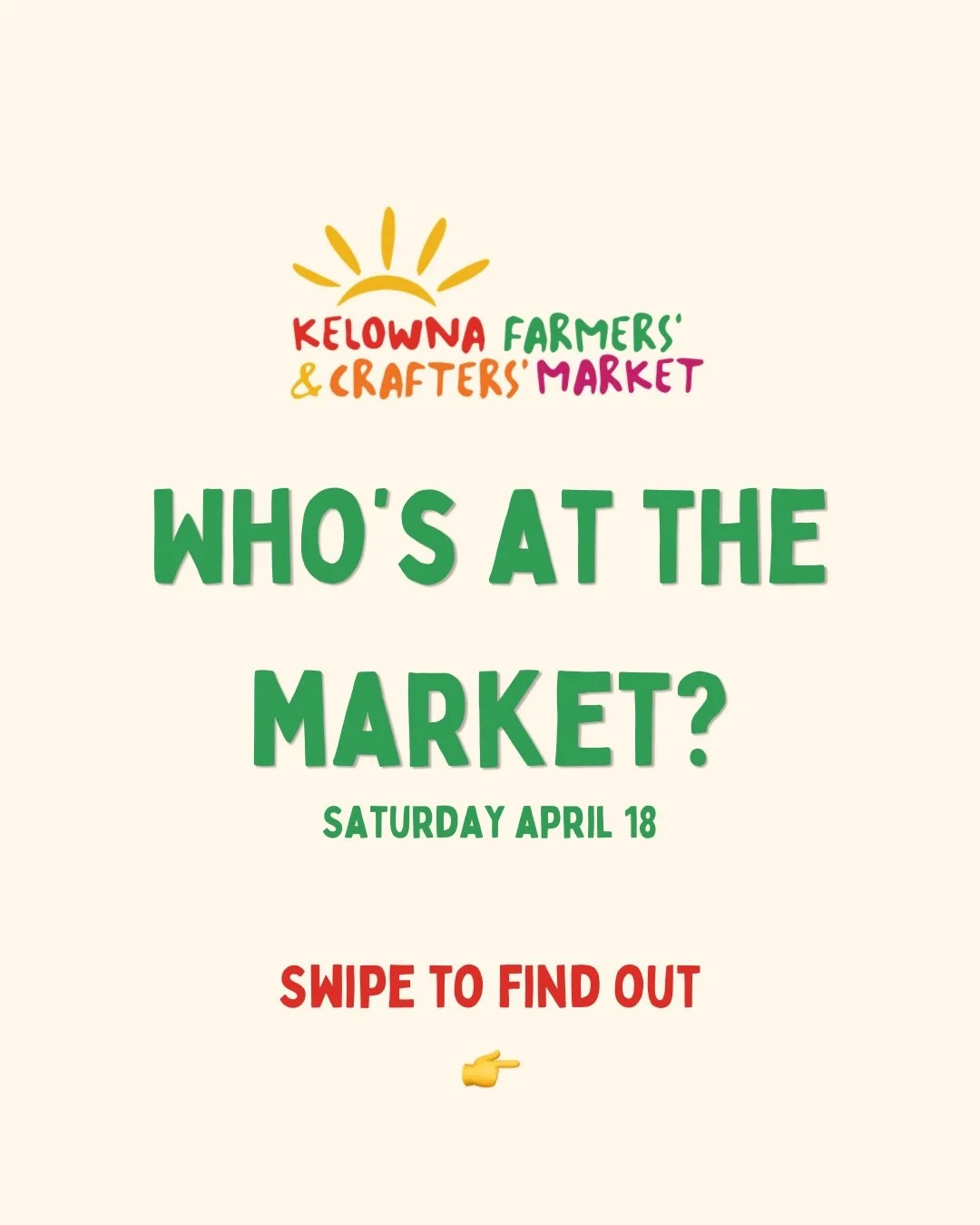 Swipe to find out who will greet you at the market this morning! 👋  Who are you stopping by first?

#kelownafarmersmarket #farmersmarket #kelowna #ylw #okanagan