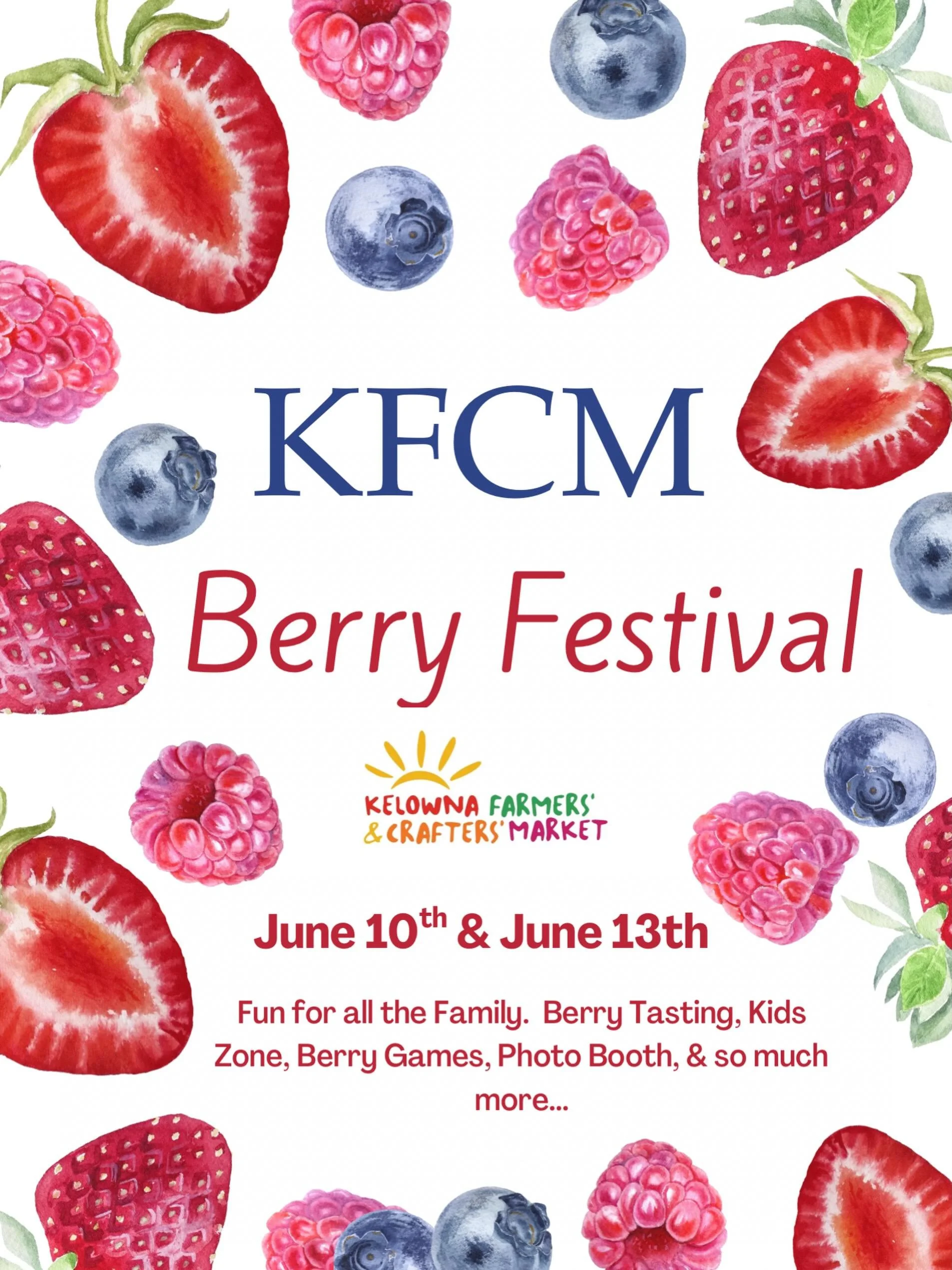 Berry Festival is Coming to the Kelowna Farmers &amp; Crafters Market this Wednesday and Saturday. 🫐🍓

Join us at the Kelowna Farmers &amp; Crafters Market for our Berry Festival, where local goodness meets berry excitement.

Berry Tasting while av