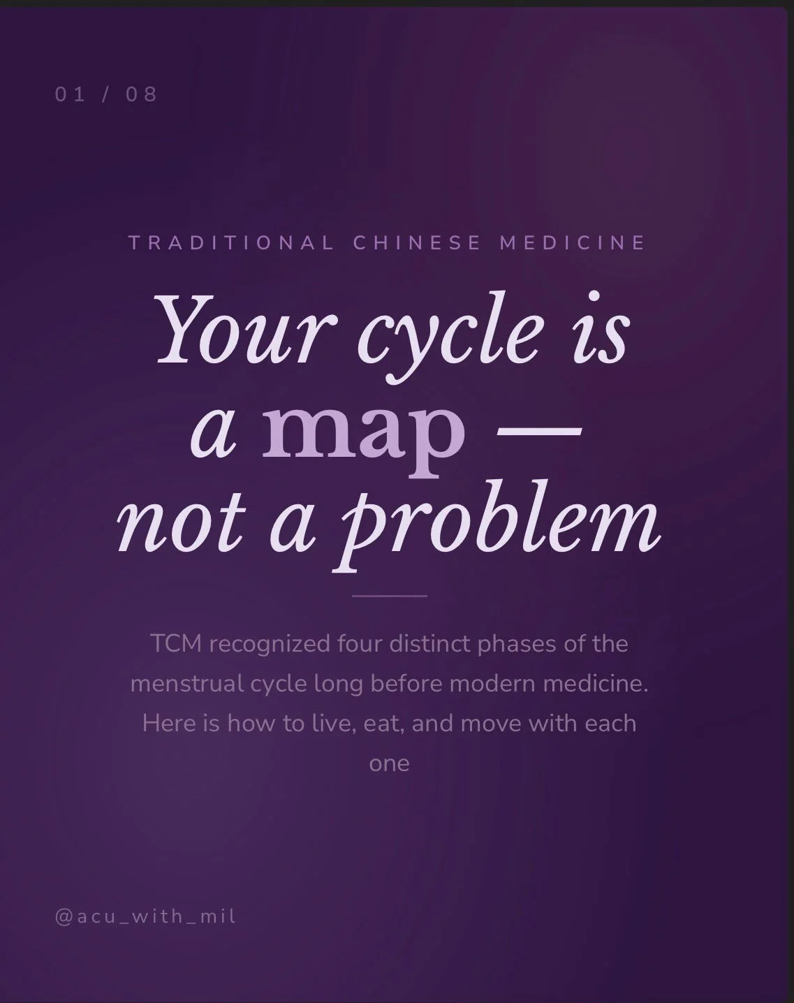 your cycle is not the enemy. it is a map.

TCM recognized four distinct phases of the menstrual cycle long before modern medicine gave them names. each phase has its own energy, its own needs, and its own intelligence.

when you fight your cycle you 