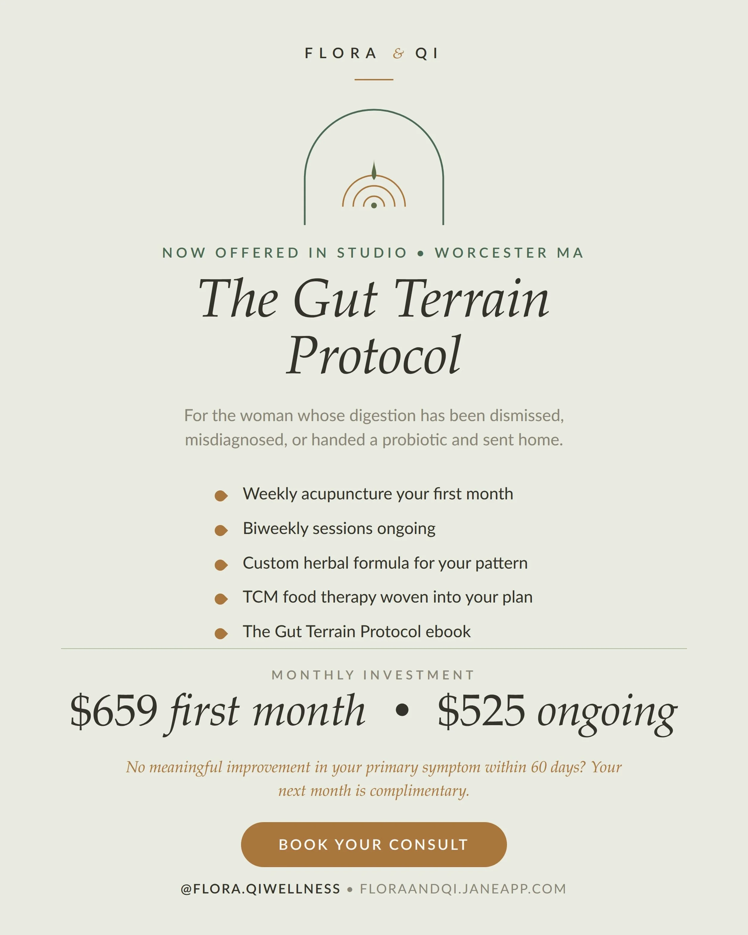 Gut Terrain Protocol

Your bloodwork is fine. Your bloating says otherwise.

The Gut Terrain Protocol is now in studio in Worcester. Weekly acupuncture your first month, biweekly after that, plus a custom herbal formula built for your exact digestive