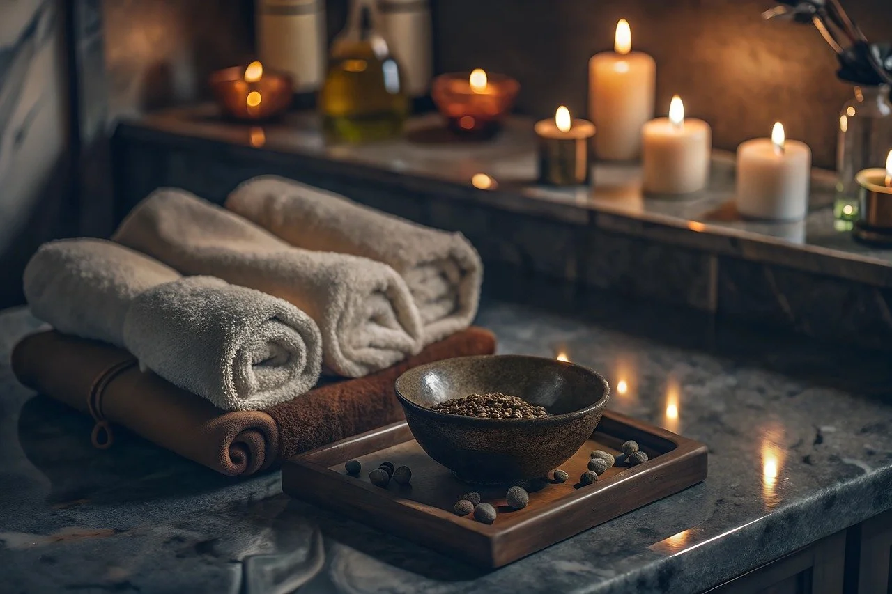 A white water lily floating on dark water, with its reflection visible.