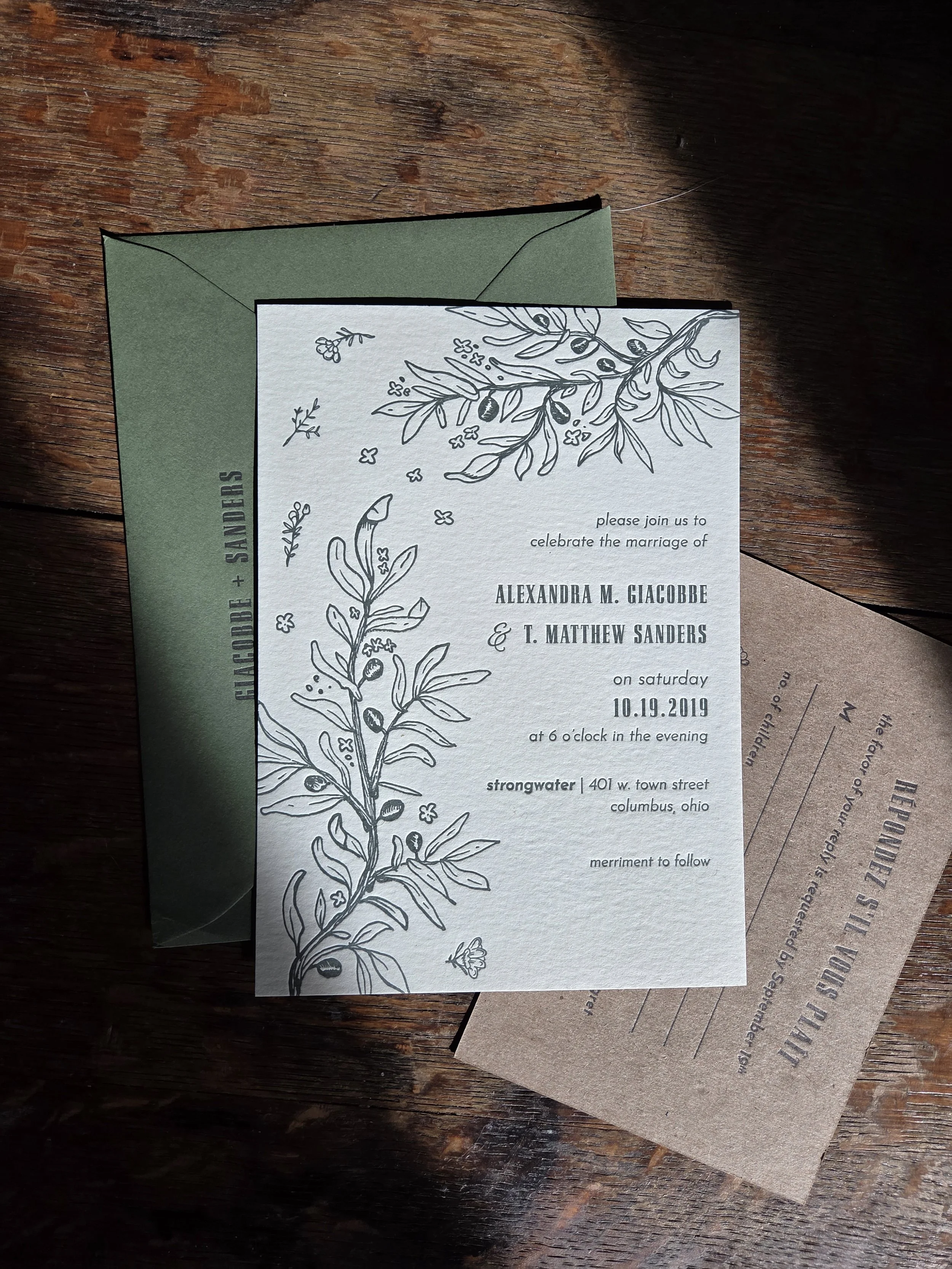 wedding suite with envelope