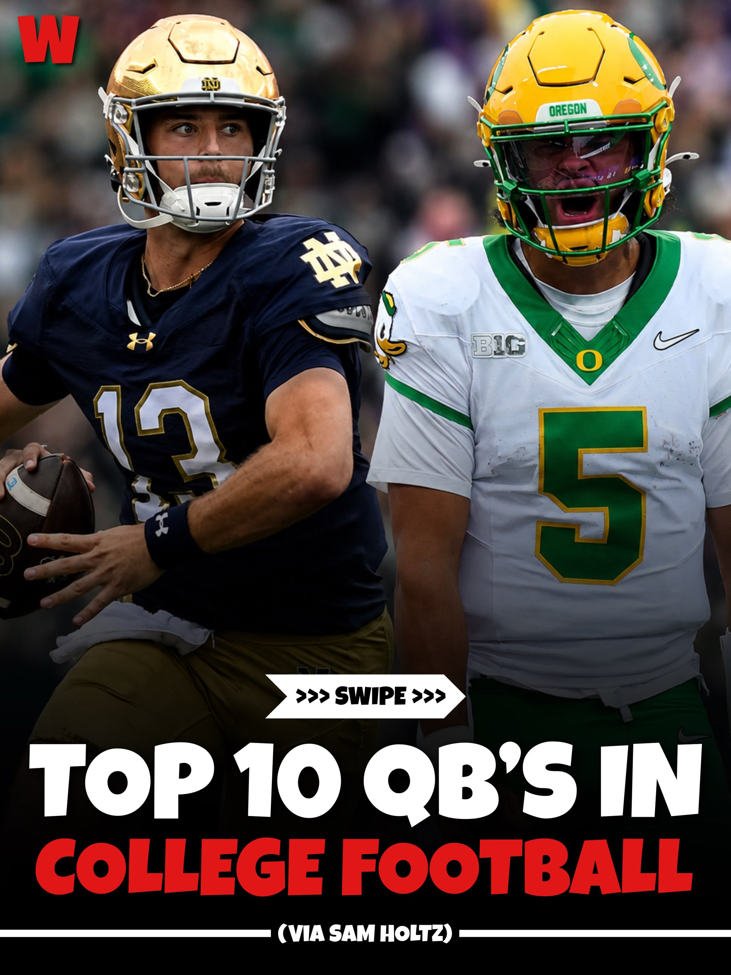 Ranking the TOP 10 QUARTERBACKS entering the 2026 College Football season 👀👀

Did @samh0ltz1 get this list right?👇