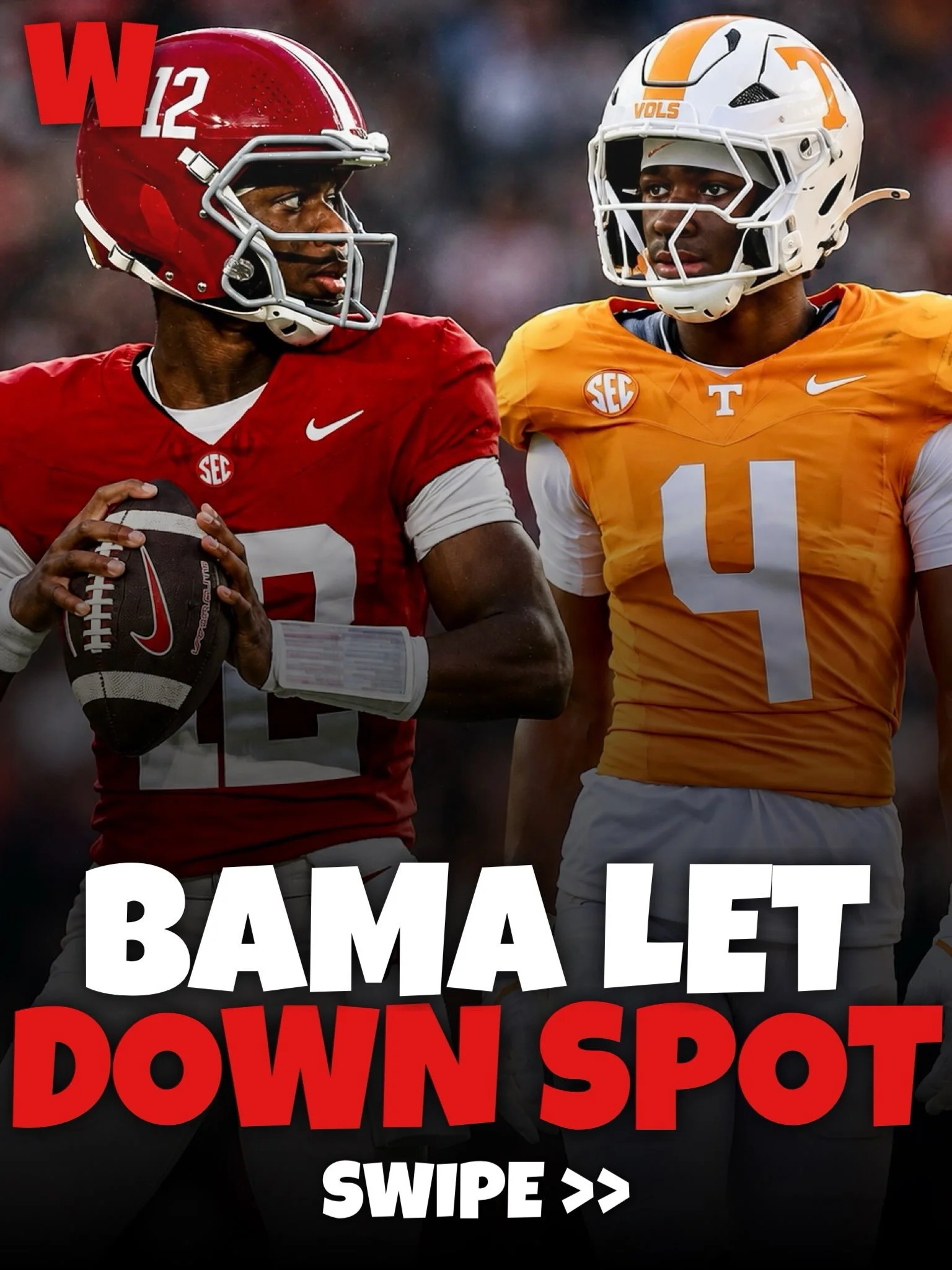 Is this a HUGE let down spot for Alabama? 😳

Coming off a controversial, rainy, emotional loss to Georgia this team now has to flush everything and go play in one of College Football&rsquo;s most hostile environments&hellip;

The Tennessee defense h