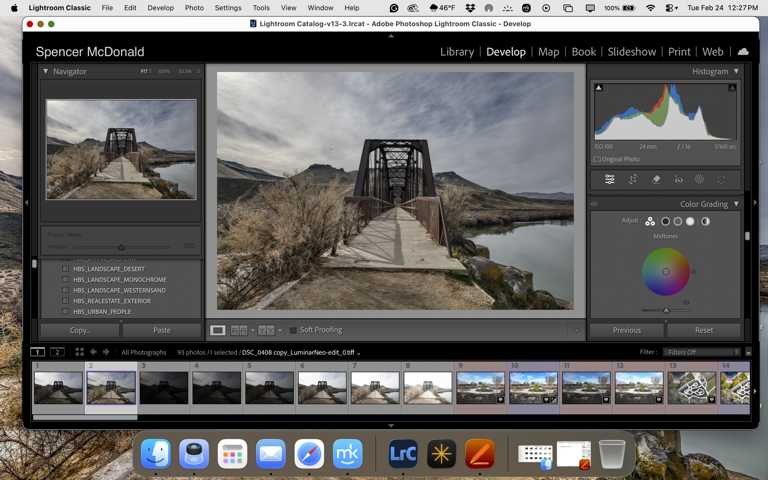 HDR merge process in Luminar Neo for Guffy Walking Bridge landscape photograph