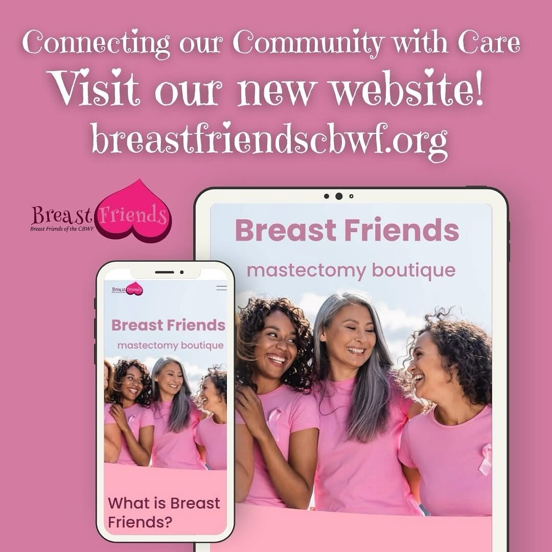 🌸 Visit our brand NEW Breast Friends of CBWF Website! 🌸

We&rsquo;re making it easier than ever for survivors of breast cancer and breast disease to access our products and support 💗

Breast Friends is a Mastectomy Boutique providing no-cost prost