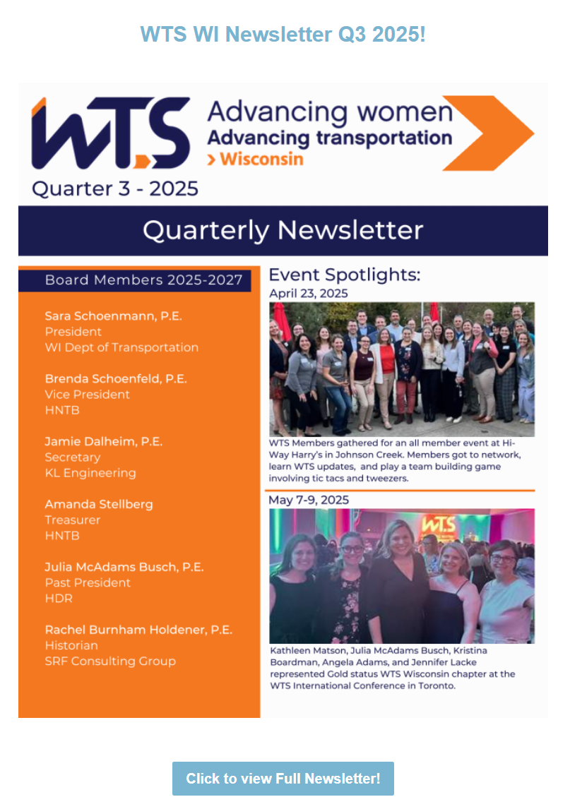 WTS WI Newsletter Q3 2025!