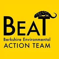 Yellow background with the text 'BEAT' and 'Berkshire Environmental ACTION TEAM' underneath a mushroom image.