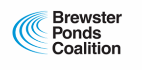 Logo of the Brewster Ponds Coalition with blue curved lines and black text