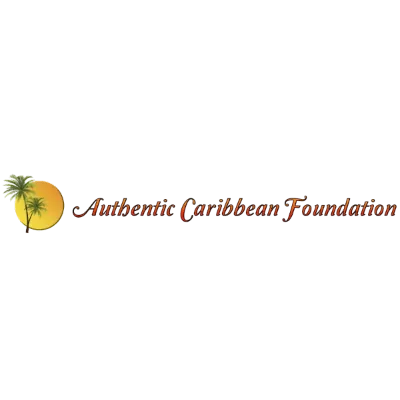 Logo for Authentic Caribbean Foundation featuring a pineapple with palm trees and the text 'Authentic Caribbean Foundation' in orange and black