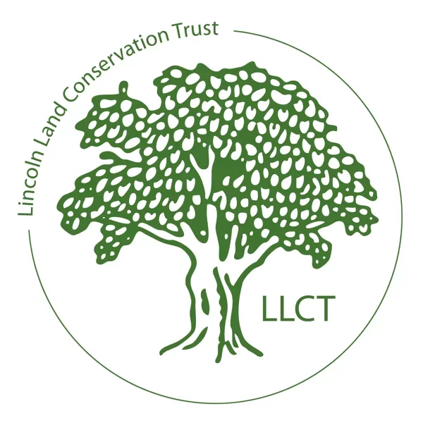 A green logo featuring a large tree with many branches and leaves, encased in a circle. The text reads "Lincoln Land Conservation Trust" along the top curve of the circle and "LLCT" below the tree.