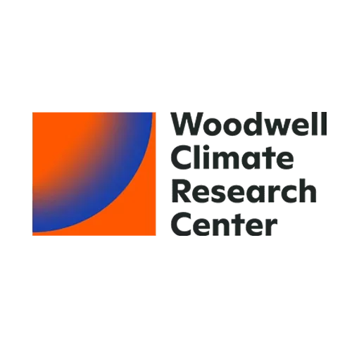 A logo with a gradient red and blue semicircle on a square orange background, accompanied by black text.