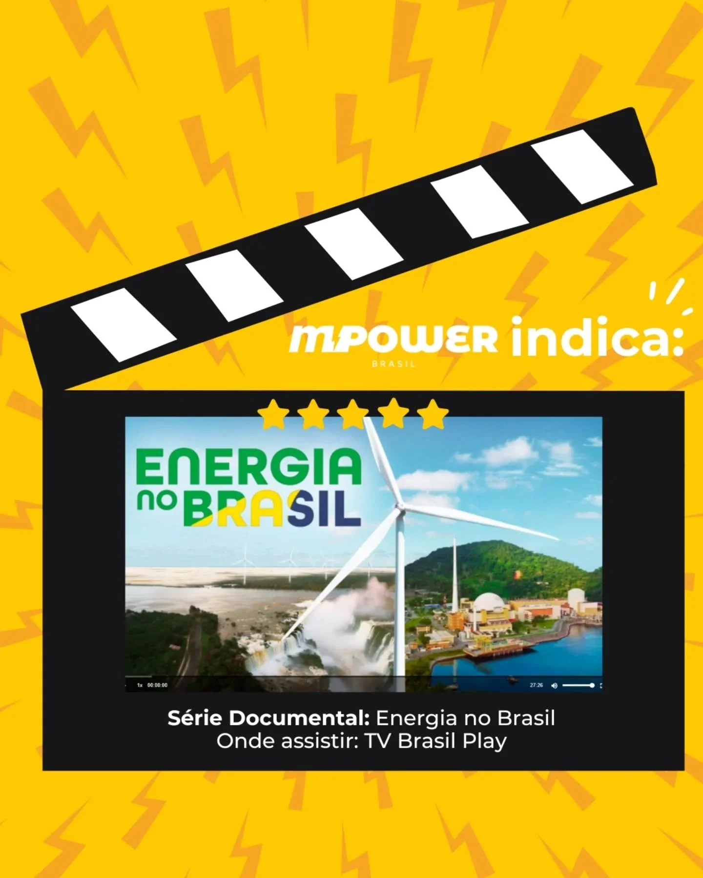 #MPowerBrasilIndica | Todos os epis&oacute;dios de Energia no Brasil da @tvbrasil j&aacute; est&atilde;o dispon&iacute;veis na TV Brasil Play. S&eacute;rie documental com seis epis&oacute;dios de 26 minutos aborda a diversidade e a inova&ccedil;&atil
