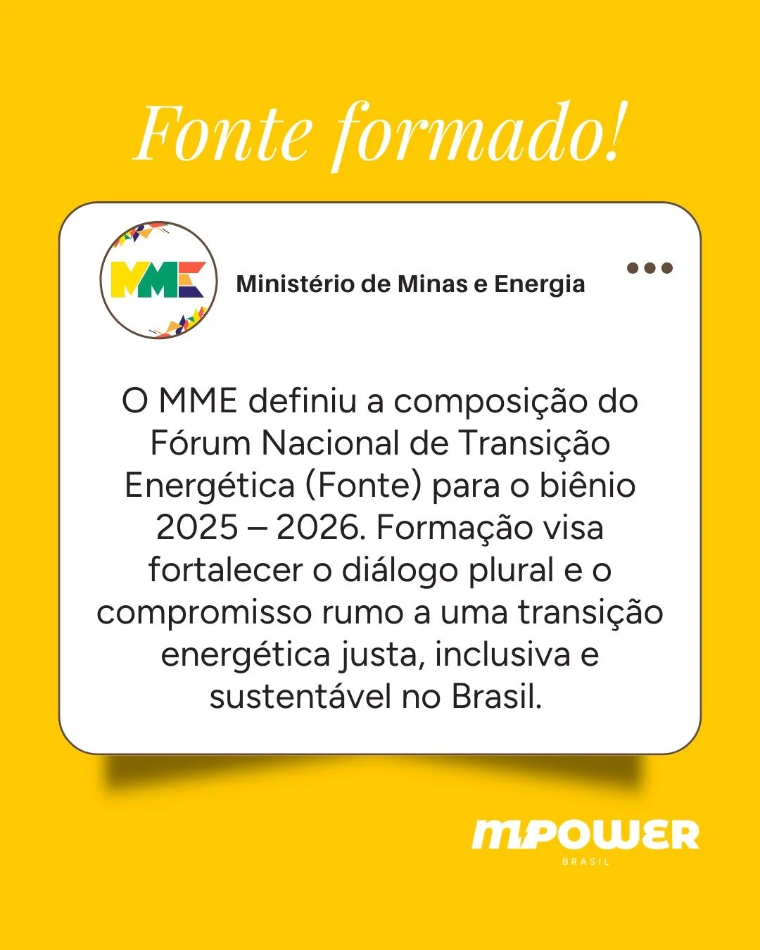 Voc&ecirc; viu? J&aacute; est&aacute; em vigor a Portaria MME n&ordm; 853 do Minist&eacute;rio @minaseenergia, que oficializa a composi&ccedil;&atilde;o do Plen&aacute;rio do F&oacute;rum Nacional de Transi&ccedil;&atilde;o Energ&eacute;tica (Fonte) 