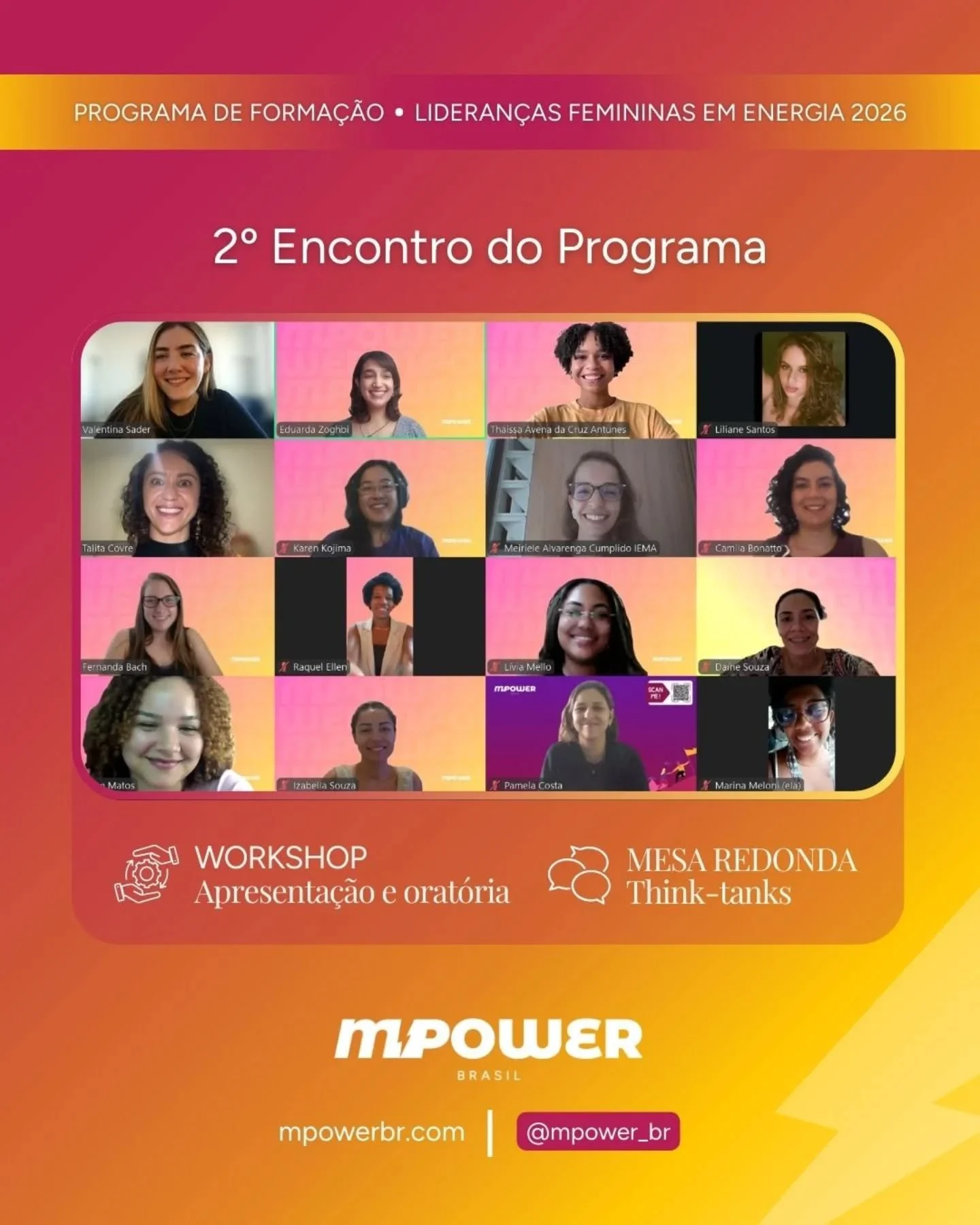 2&ordm; encontro ⚡ A Turma 2026 do Programa de Forma&ccedil;&atilde;o de Lideran&ccedil;as Femininas em Energia da MPower Brasil segue construindo repert&oacute;rio, presen&ccedil;a e rede.

No &uacute;ltimo s&aacute;bado, 28/02, @annematosr , @camil