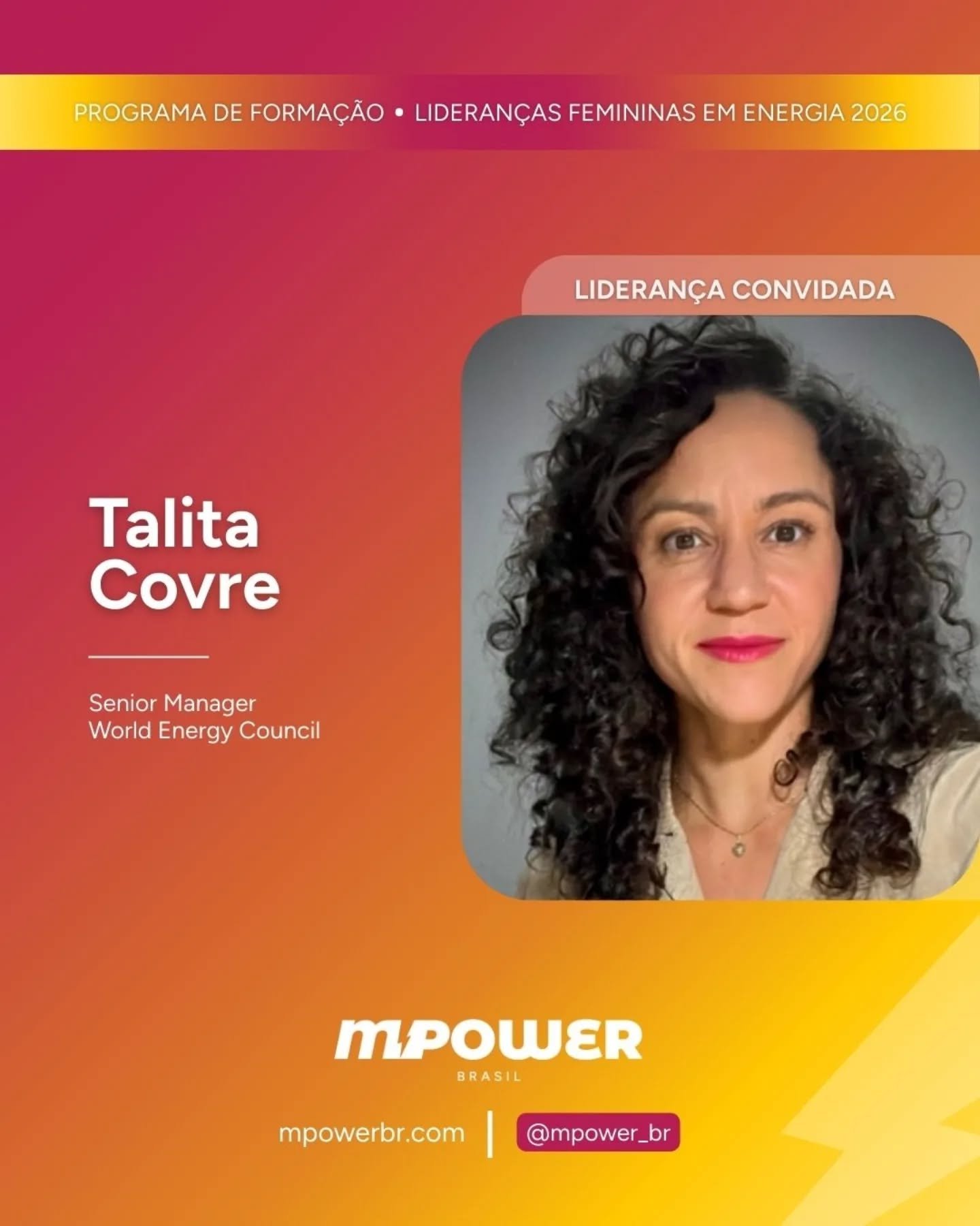 Na s&eacute;rie Vozes que Inspiram, convidamos lideran&ccedil;as femininas a compartilhar reflex&otilde;es e aprendizados de suas trajet&oacute;rias.

Hoje quem participa &eacute; Talita Covre (World Energy Council)

⚡) Qual conselho voc&ecirc; gosta