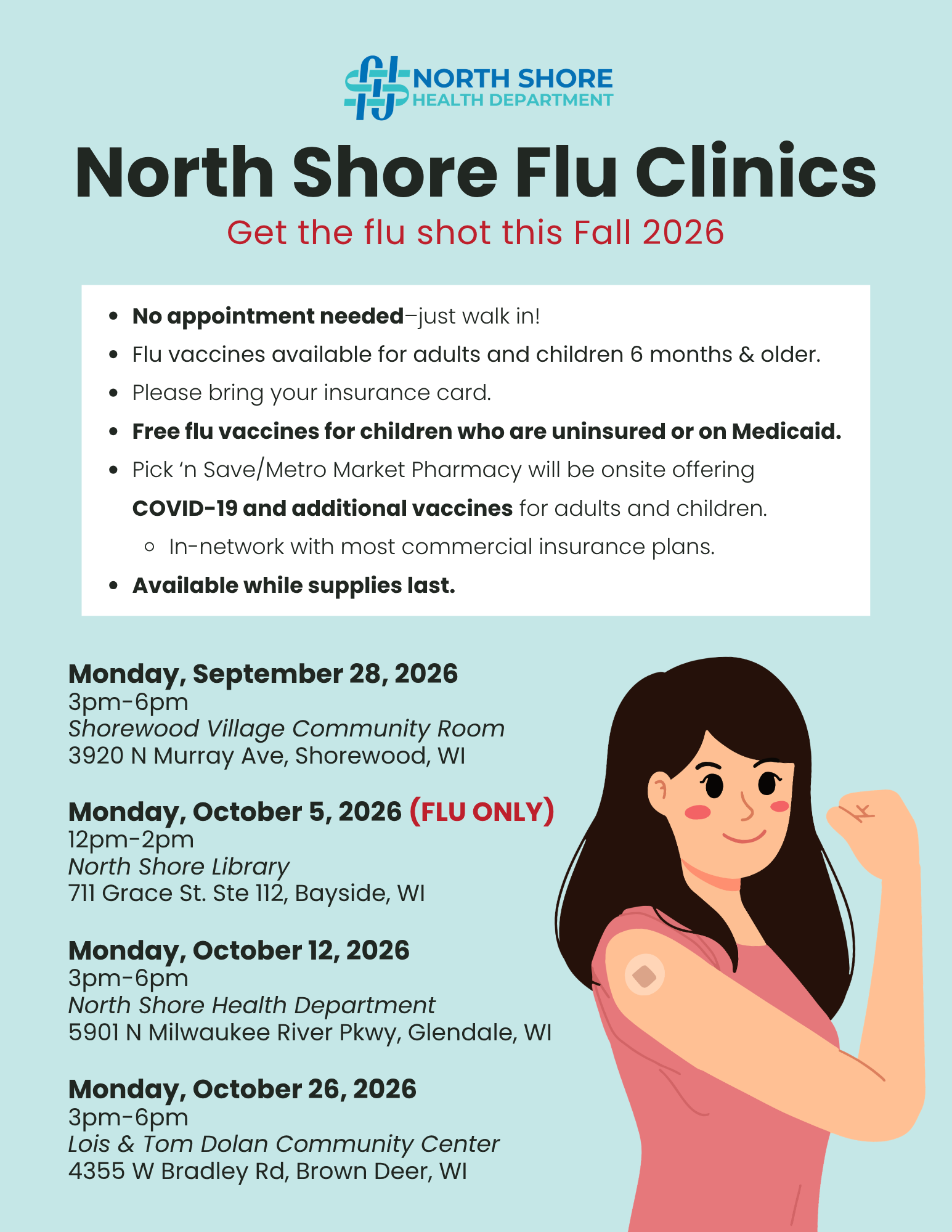 Fall 2026 Flu Clinics (UPDATED: ADDED DATE/LOCATION)