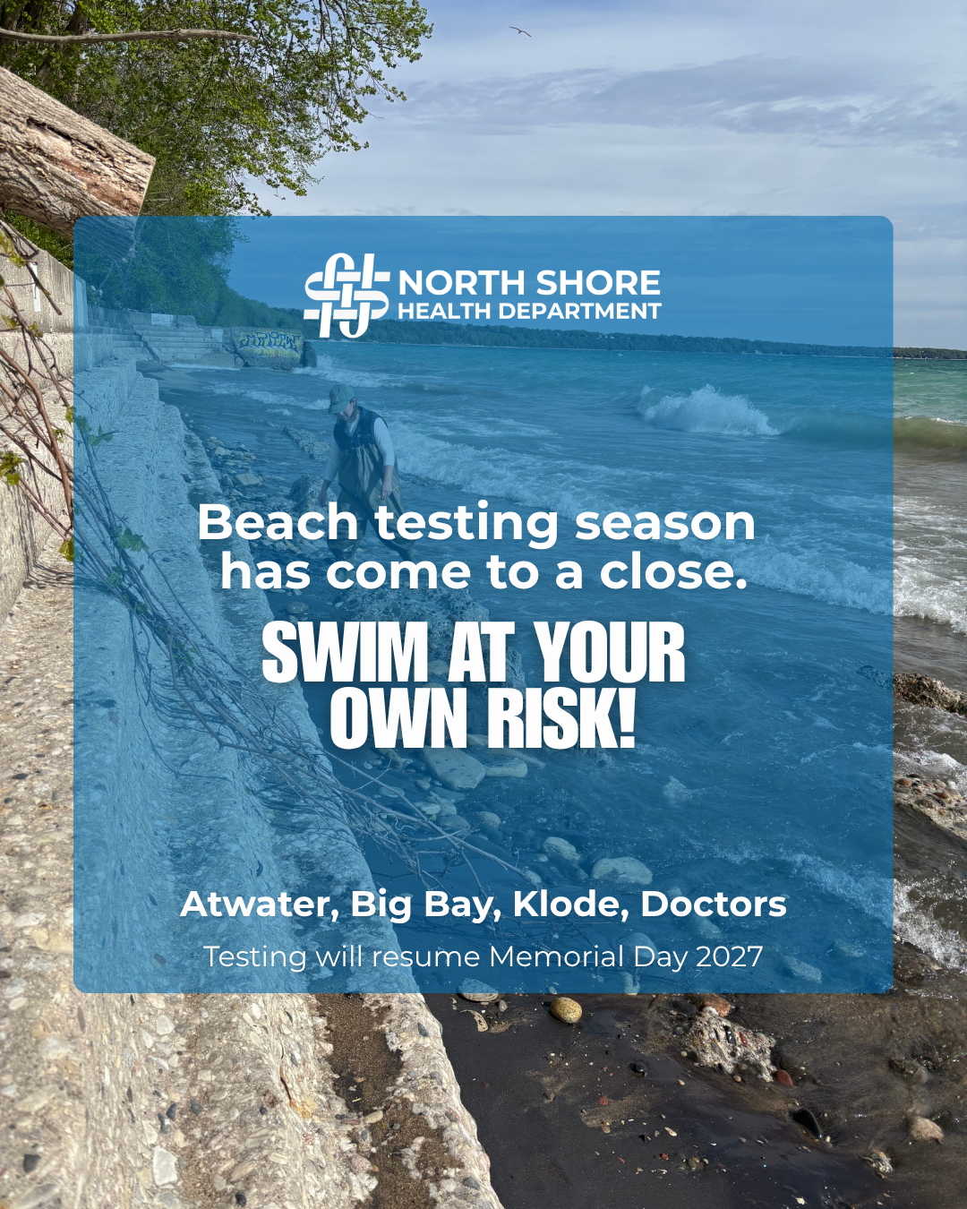 Beach testing season has come to a close. Swim at your own risk!