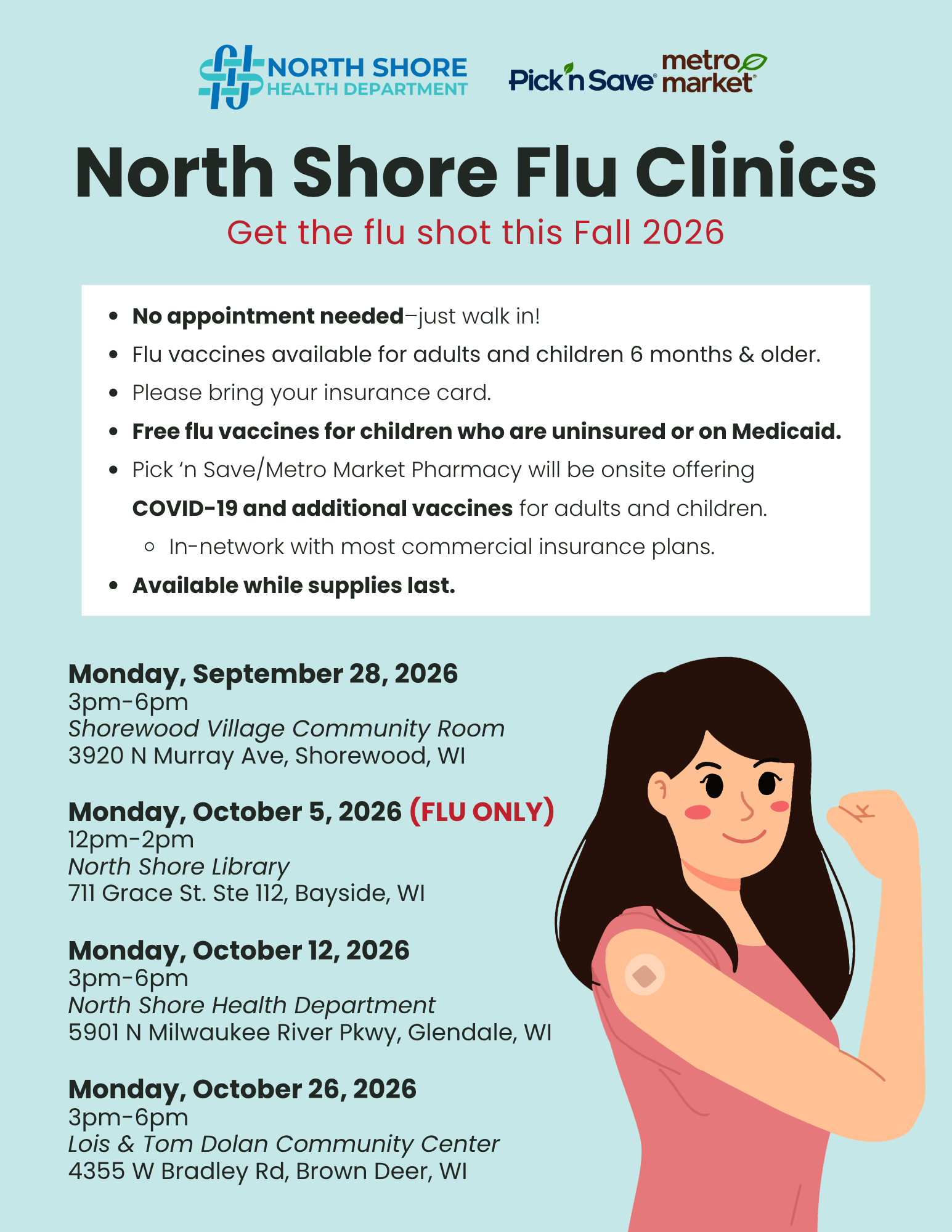 Fall 2026 Flu Clinics (UPDATED: ADDED DATE/LOCATION)