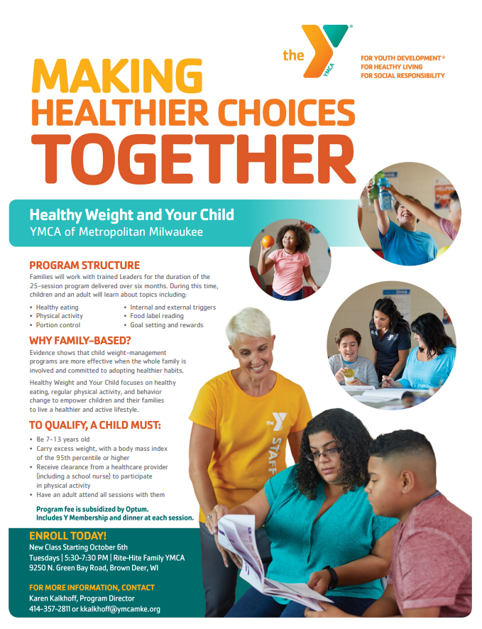 YMCA Healthy Weight and Your Child Program Information (Milwaukee)
