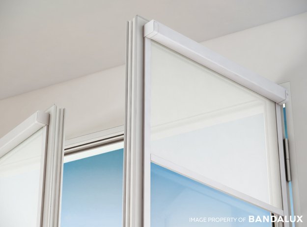 White fabric blinds with easy to fit box.