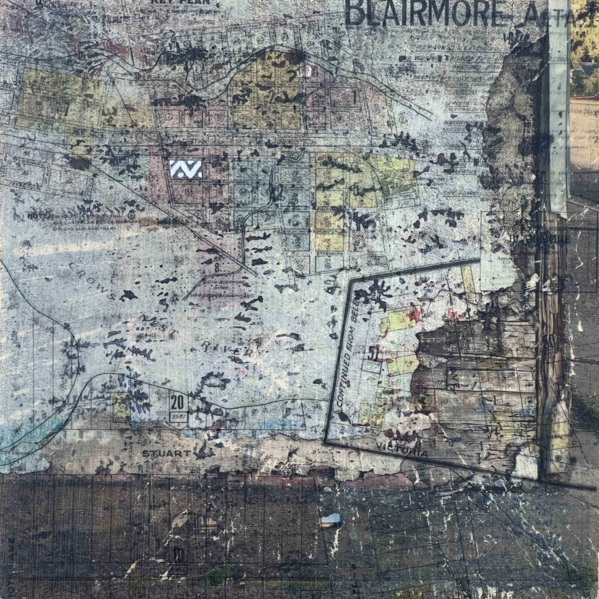 K. Thoreson. The Pass. Laser transfer and mixed media on birch. 2026