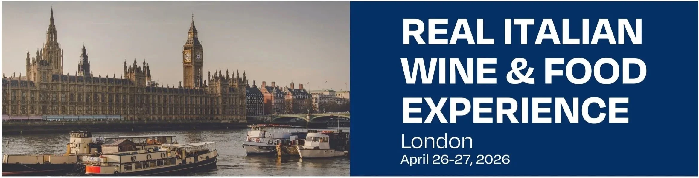 Banner Real Italian wine and food experience in London on April 26-27, 2026.