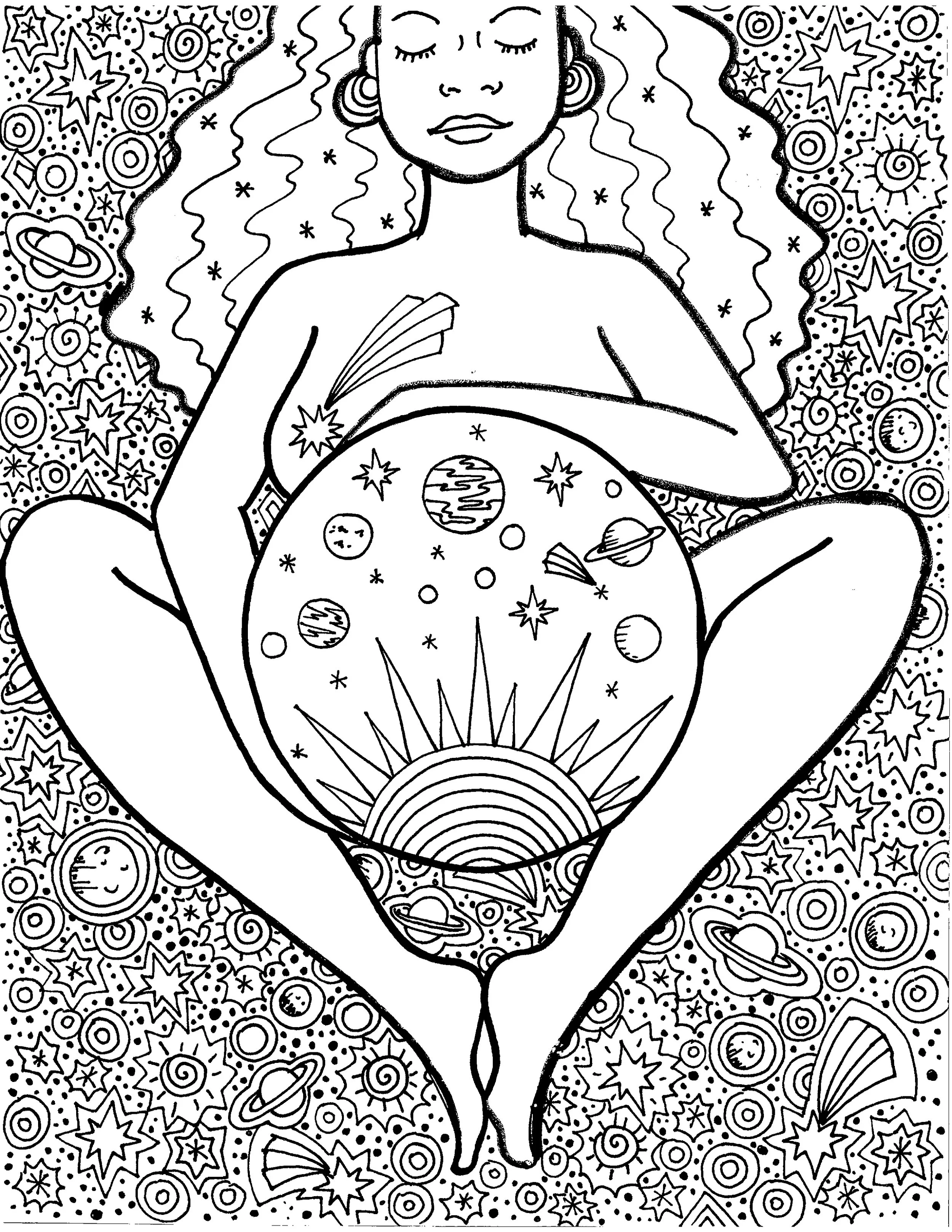 meditative pregnancy coloring page