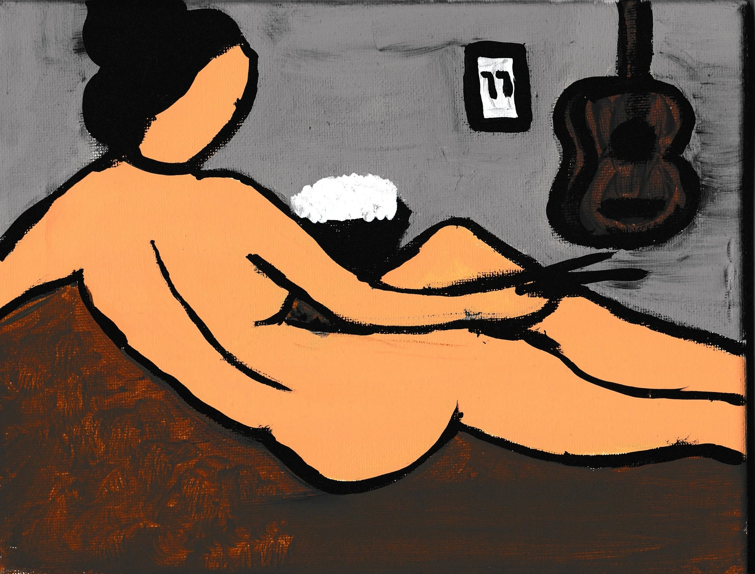 Self Portrait Series #3, "Eat Slow" Acrylic on Canvas (2026) 7.5'' x 9.5''