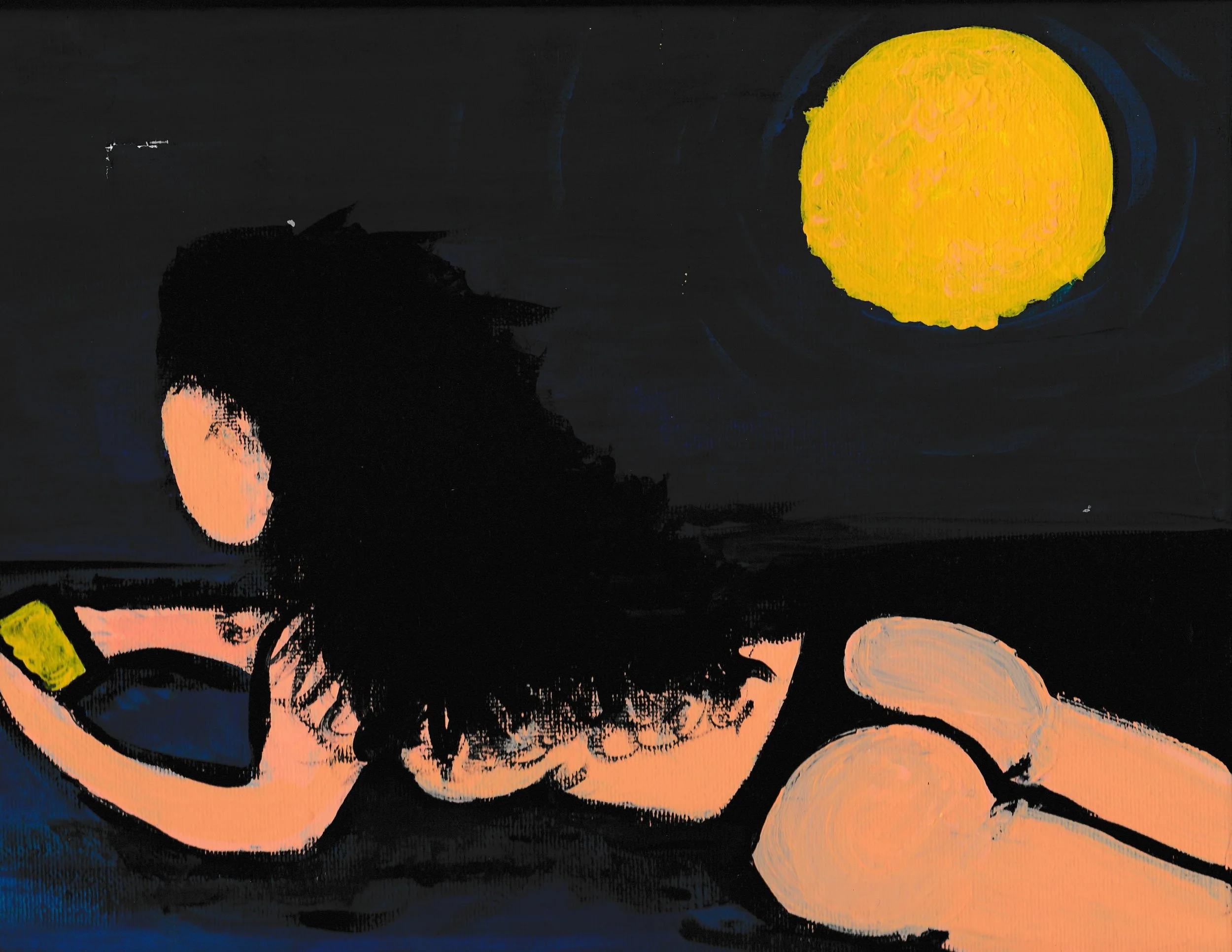 Self Portrait Series #1, "Text Back" Acrylic on Canvas (2025) 12'' x 9.5''