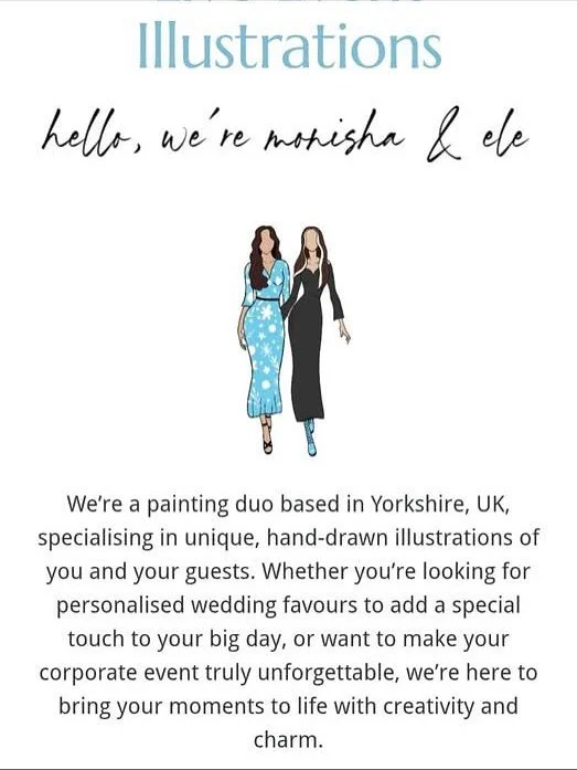 Hello Brides 🤍

Me and my best friend have a business venture doing wedding illustrations. We specialize in unique, hand-drawn illustrations of you and your guests. It&rsquo;s the perfect wedding favor for your favourite people to take home and adds