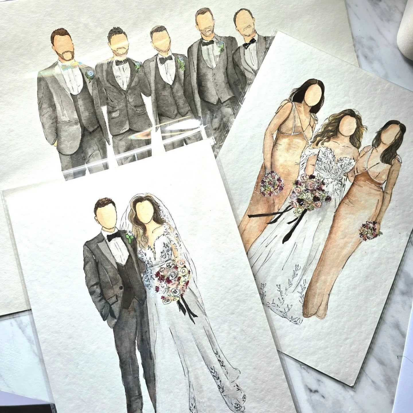 Bridal Party Illustrations from Paige &amp; Harry's Wedding 🤍💒

#illustrations #liveillustration #weddingillustration #wedding #painting