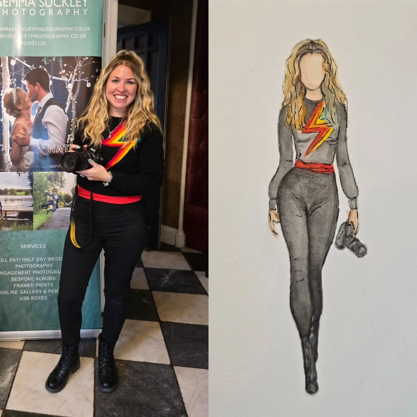 Illustration of the lovely @gemmasuckleyphotography 🤍📸 go check out her page!

#eventillustration #weddingillustration #wedding #illustrations #painting #watercolour #watercolourpainting #portraits #sketchedbyme