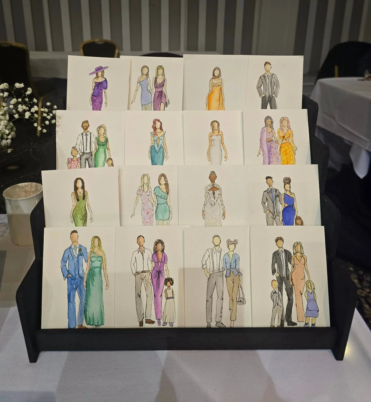 An entire stand of personalised wedding favours ✨

Every illustration painted live, thoughtfully displayed, and ready for guests to collect during the evening reception.

The kind of favour that doesn&rsquo;t get left behind.

#eventillustration #wed