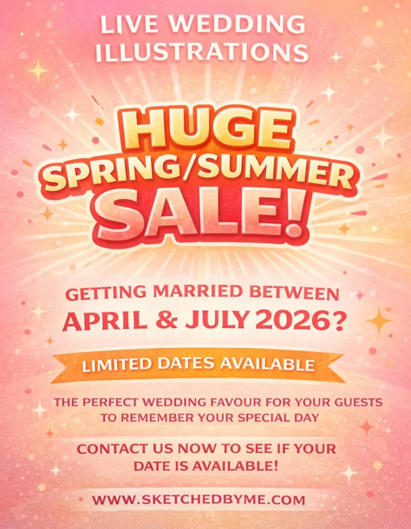 ✨ HUGE SALE ON LIVE ILLUSTRATIONS ✨

If you're getting married between April &amp; July this year, get in touch now to save hundreds off our live illustration packages 💒💍

‼️ Limited availability ‼️

#weddingillustration #eventillustration #illustr
