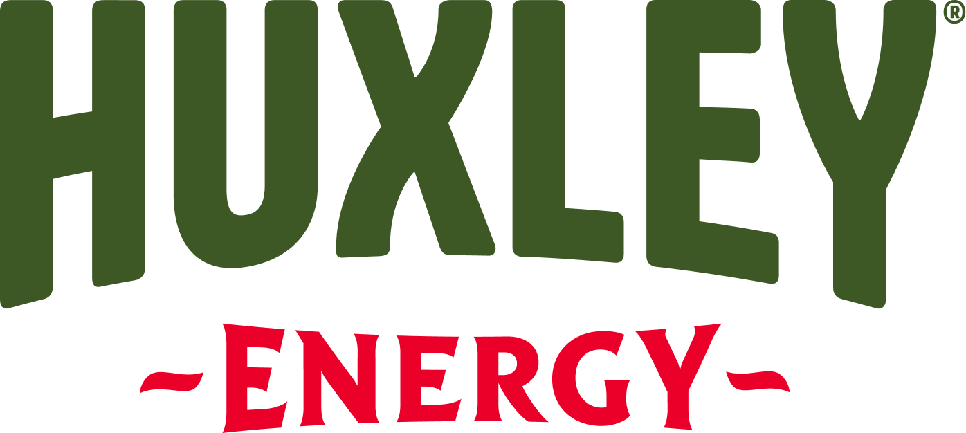 Huxley Energy logo with green and red text.