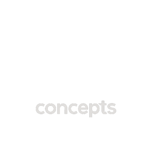 Logo with abstract circular shape and the word 'concepts' below it.