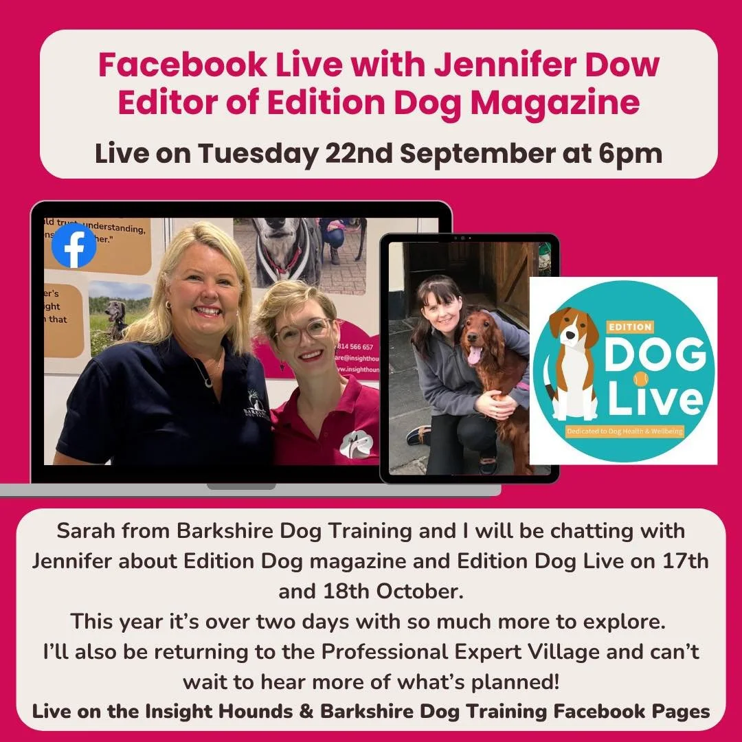 Really looking forward to speaking to Jennifer from @editiondogmagazine on Tuesday about @editiondoglive 
With Sarah from @barkshiredogtraining
