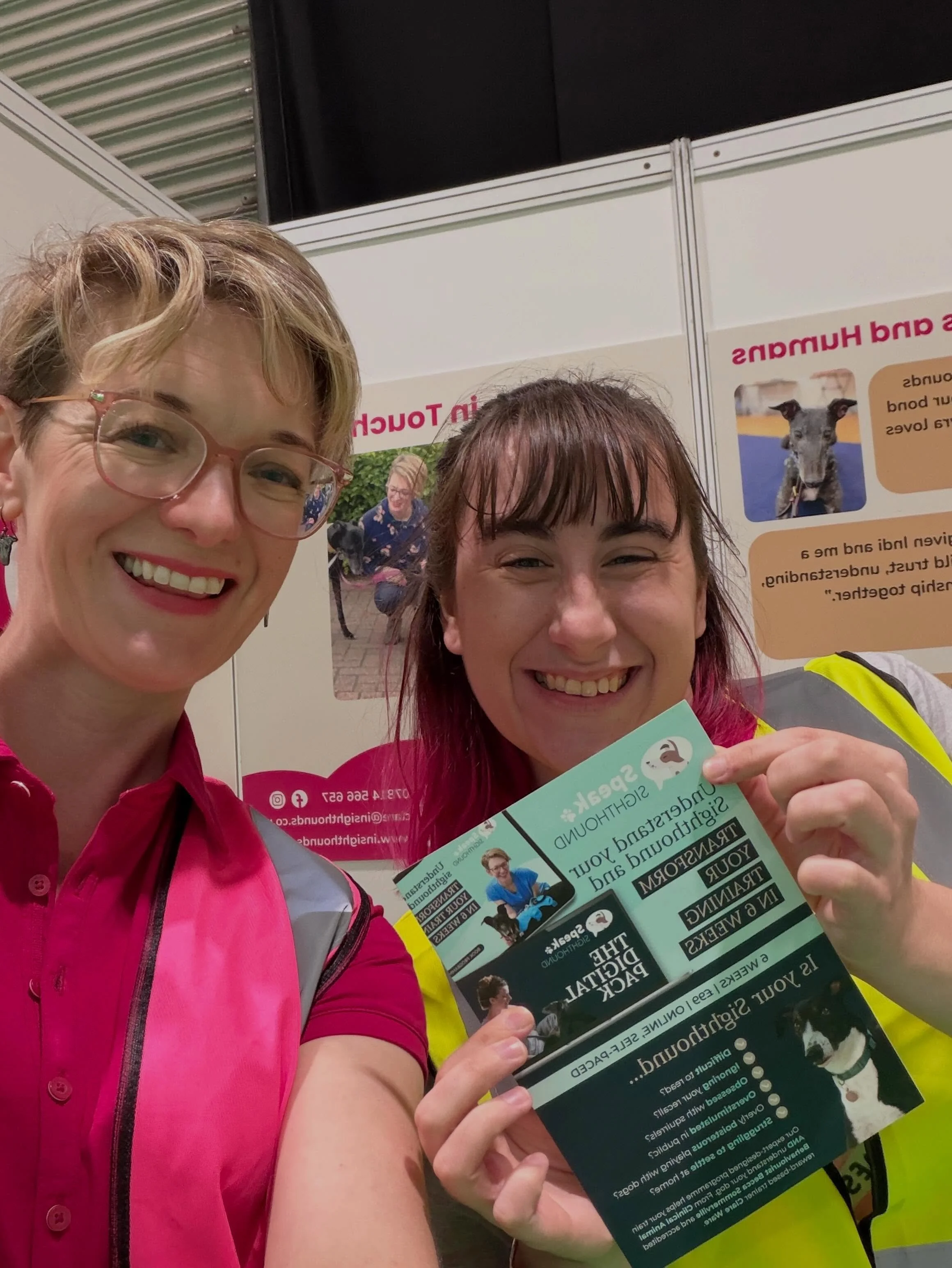 While setting up at Edition Dog Live today, I got to meet the fabulous Hollie from Woof by Hollie!

One of Hollie&rsquo;s wonderful designs features in the logo for our Speak Sighthound self-study digital pack, created in collaboration with the fabul